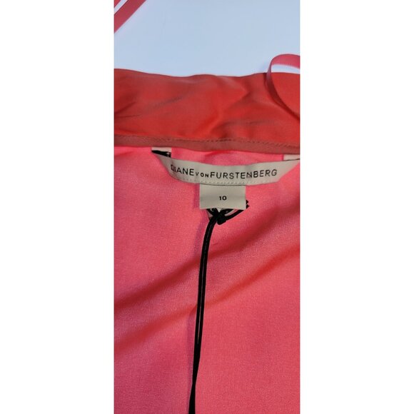 DIANE Von FURSTENBERG DVF Edna SILK Color Pink DOLMAN SLEEVE BELT DRESS Size 10 - Picture 15 of 16